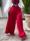 Purpdrank  2025 New Summer Spring Womens Wide Leg Red Blue Pink Pant with Pockets Soft Casual Holiday High Waisted Trousers Lady
