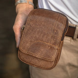 Purpdrank  New Genuine Leather Waist Bag Head Layer Cow Leather Wearable Waist Belt For Men Cycling Construction Field Men's Pack