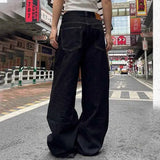 Vintage Wide Leg Jeans Women Y2K Autumn High Waist Streetwear Loose Denim Pants 4Xl Oversized Hip Hop Korean Straight Trousers