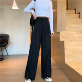 Purpdrank - Summer Long Suit Pants High Waist Solid Color Casual Pants Loose Wide Leg Pants Trousers