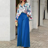 Purpdrank  Independent Station Autumn Printed Shirt Temperament Elegant Wide-leg Pants European and American Women's Fashion Casual Suit