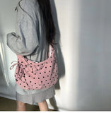 Purpdrank  Canvas Hobos Bags Women's Drawstring Pleated Large Capacity Corduroy Commuting Shoulder Bag