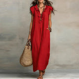 Purpdrank  Summer Hot Butterfly Sleeveless Vacation Beach Dress Woman Spring V Neck Ruffles Pocket Long Dress Casual Boho Maxi Dresses