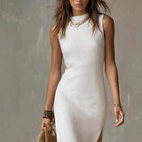 Purpdrank  Spring and Summer Solid Color Long Dress