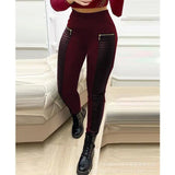 Purpdrank  Black trousers Leggings High waist zippered slim pants Customized Skirts