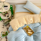 Purpdrank  Milk Velvet Bedding Set Skin-Friendly Winter Duvet Cover Set Soft Warm Quilt Cover Solid Color Flannel Thickened  Bedroom Decor