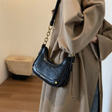 Purpdrank  Retro Underarm Shoulder Bags For Women Luxury Designer Purse And Handbags French Style Pure Color Chain Crossbody Bag