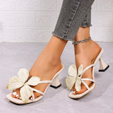 Purpdrank  Designer Butterfly-knot Women Slippers Elegant Thick High Heel Shoes Ladies Outdoor Dress Street Style Slides