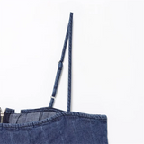 Purpdrank  Women's Denim Spaghetti - Strap Mini Dress Pleated Design for a Casual and Stylish Look