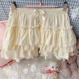 Purpdrank  Japanese Sweet JK Plush Shorts Kawaii Ruffles Lantern Shorts Yellow Black Pink White Pumpkin Pants Lolita Harajuku Y2k Bottoms