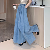 Purpdrank  Vintage High Waist Women's Denim Pants 2025 New Spring Summer Lace-up Casual Loose Lantern Wide Leg Jeans Pants Female