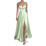 Purpdrank  Women's Sleeveless Hollow out Strap Dress Pure Color Independent Station Autumn New Style Maxi Empire Waist Gown