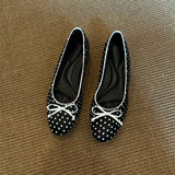 Purpdrank  Brand Design Black Dots Slip On Loafers Shoes Women Elegant White Horsehair Inner Med Heels Comfy Walk Daily Office Lady Pumps
