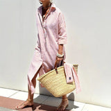 Purpdrank  Women's Mid-Striped Sve Cardigan Lapel irt Dr Cusizable Workwear Design Service Personalized Faion Cus Made