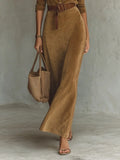 Purpdrank  Women's Vintage Belted High Waisted Party Evening Maxi Dresses New Long Sleeves Urban Elegant Lapel Shirt Dress