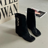 Purpdrank  Clip Toe Women Sandals Boots Fashion Internal Elevation Slip On Shoes Street Style Ladies Mid Calf Booties