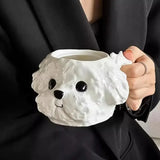 Purpdrank  Cute Teddy Dog Shaped Coffee Mugs High-capacity Ceramics Cup with Cover Juice Mug Milk Tea Mugs Teacup Fruit Juice Container