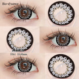 Purpdrank  2Pcs Gray Contact Lenses with Degree Yearly Blue Lens Colorcon Cosmetics Beauty Big Eyes Student Pupil Fast Shipping