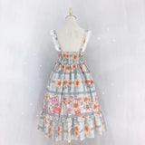 Purpdrank  Japanese Harajuku High Street All Macth Casual Sling Dresses Fashion Sweet Flower Print Plaid A-line Puffly Clothes Summer Dress