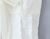 Purpdrank  Holiday Ivory Bow U collar Ivory Spliced Lace Wood ears Strap Tank Women Summer Slim Waist Front Slit Sleeveless Tee Crop Top