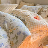 Purpdrank  Winter Double-sided Thickened Milk Flour Bed Set of Four Pieces with Warm Flange Coral Flour Quilt Cover and Flour Bed Sheet