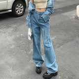 Purpdrank  Autumn Vintage Denim Women's Wide Leg Pants 2025 New High Waist Casual Loose Jeans Straight Full Length Trousers Female