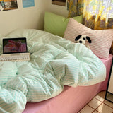 Purpdrank  Hot Sale Striped Cotton Bedding Set Soft & Skin-Friendly Duvet Cover Sets Japan and Korea Style Design Bed Linen Set