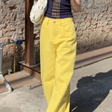 Purpdrank  Yellow Loose Straight Baggy Jeans Women Y2K Streetwear 2025 Korean Fashion Pink Casual High Waist Vintage Wide Leg Denim Pants