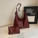 Purpdrank  Fashion Women Tote Bag Set 2-IN-1 Soft PU Leather Pure Color Large Capacity Shoulder Shopper Totes With Small Pockets 2025