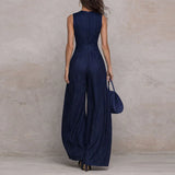 Purpdrank  Summer Vacation Striped Pint Jumpsuits Woman Elegant O Neck Off Shoulder Hollow Rompers Spring High Waist Pockets Loose Overalls