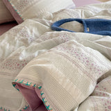 Purpdrank  100% Cotton Floral Bedding Set Single Queen King Size Washed Cotton Soft Duvet Cover Bed Sheet/Fitted Sheet Pillowcases 3/4Pcs