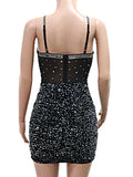 Purpdrank  Sexy black backless sequin summer dress women nightclub rhinestone birthday party dress womens evening short dresses vestidos