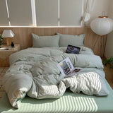 Purpdrank  Striped Bedding Set INS Nordic Girls Soft 100% Cotton Bed Sheet Queen King Size Duvet Set Comforter Set Pillowcase Bed Linens