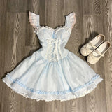 Purpdrank  Summer Sweet Fairy Slim Blue Dress Women Y2k Design Lace Sling Mini Dresses Fashion Female Elegant Vintage Chic New Outfits 2025
