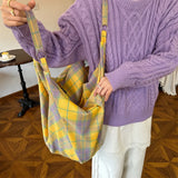 Purpdrank  Colorful Plaid Shoulder Bags for Women Large Capacity Portable Ladies Tote Underarm Bag Travel Outdoor Female Casual Handbags