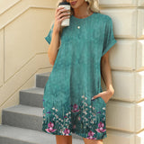 Purpdrank   Elegant Dress Women O Neck Short Sleeve Dresses Fashion Casual Printed Mini Dresses Summer New Chic Female Dress