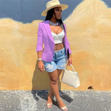 Purpdrank  Elegant Blazer Women Korea Fashion Single-breasted Long Sleeve Casual Blazers Jacket Office Lady Slim Work Wear Coat Tops Femme