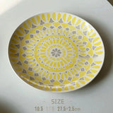 Purpdrank  Ceramic Round Shape Floral Plates Dinner Sets Large Capacity Large Plate Dessert Salad Plate Beautiful Table Tableware Services