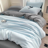 Purpdrank  Nordic Summer Washed Ice Silk Bedding Set with Sheet Duvet Cover Pillowcase Single Couple Bedsheet King Queen Double Twin Size