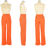 Purpdrank  Women Casual Loose Straight Pants High Waisted Button Wide Leg Trousers Pleated Long Culottes Pants Elastic Trouser with Pockets