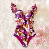 Purpdrank  Push Up Swimsuit Women Ruffle Swimwear 2025 Sexy Bikinis Female Biquini Floral Printed Swim Suits Bodysuit Bathingsuit Beachwear