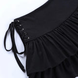 Purpdrank  Side Bandage Slim Fit High Waist Mini Skirt Cascading Ruffles Patchwork A-line Skirts Summer New Hottie 2000s Y2k Faldas Mujer
