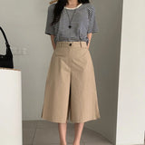 Purpdrank  Summer Vintage High Waist Women's Wide Leg Shorts 2025 New Solid Single Button Casual Loose Office Half Pants Female