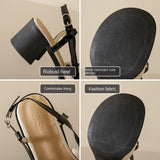 Purpdrank - French Chunky Heels Women 2023 Spring Summer New Fashion Casual Mary Jane Shoes Ladies Designer Leather Sandals Women