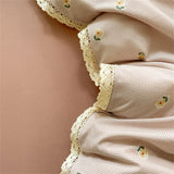 Purpdrank  INS Girls Cherry Soft Bedding Set Washed Cotton Bed Sheet Queen King Size Duvet Set Flower Comforter Set Pillowcase Bed Linens