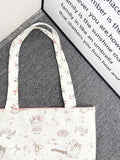 Purpdrank  Soft Versatile Canvas Tote Bag With Lace Trim Women's Single Shoulder Bag Cute Commuter Bag Polyester Lining College Style
