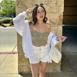 Purpdrank  Strapless Knitted Tube Crop Top Vest Women Hollow Out Sleeveless Summer Backless Tank Vintage Fashion Y2K Clothing