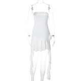 Purpdrank  Tube Dress for Women y2k Clothes Summer Off Shoulder Strapless Sleeveless Ruffle Hem Mini Dress Evening Party Dresses