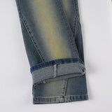 Purpdrank  Vintage Light Wash Distressed Paneled Jeans Y2K Slim-Fitting Low-Waisted Stitched Denim Pants Women Streetwear Retro Jeans