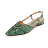 Purpdrank  New Sexy Pointed Toe Women Sandals Spring Summer Slingback Pumps Low Heels Genuine Leather Fashion Office Party Shoes Woman
